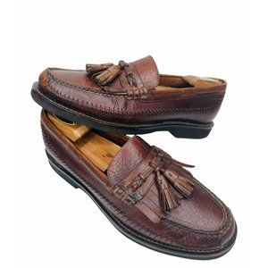 H.S. TRASK Mens Shoes Buffalo Bison Leather Tasseled Kiltie Loafers Sz 9.5 M